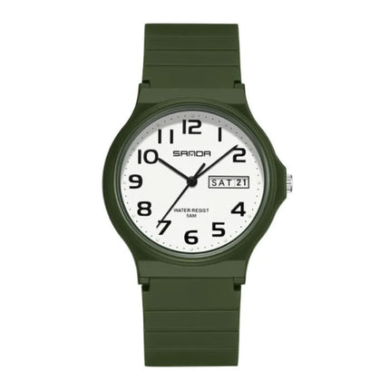 9072 Siliconen Horloge - Kwarts Polshorloge TPU Bandje 5 ATM Waterdicht - Groen