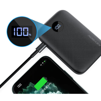 Powerbank met PD Poort 10.000mAh Triple 3x USB Poort  - LED Display Externe Noodaccu Batterij Oplader Charger Zwart 