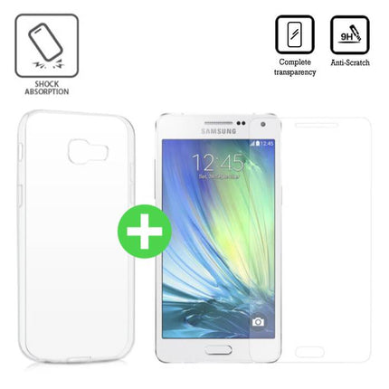 Samsung Galaxy A5 2016 Transparant TPU Hoesje + Screen Protector Tempered Glass