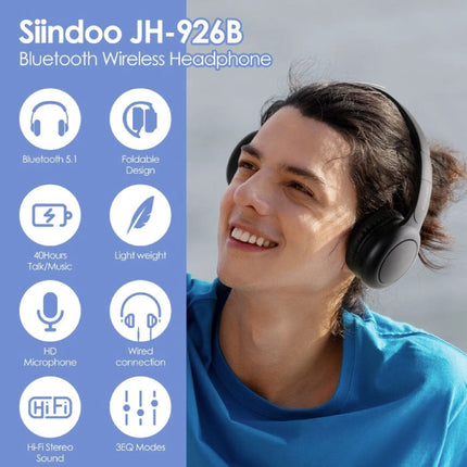 JH-926B Draadloze Koptelefoon met Microfoon - HiFi Stereo Bluetooth 5.1 Headset Zwart