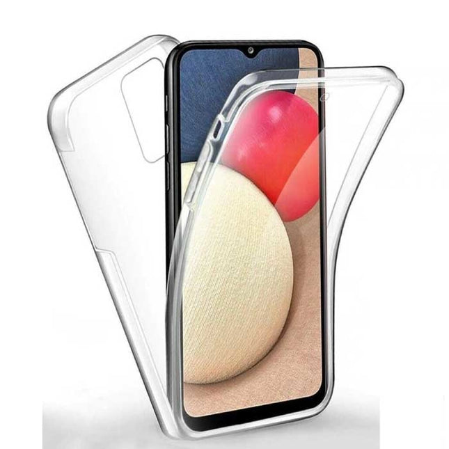Samsung Galaxy A02S Full Body 360° Hoesje - Volledige Bescherming Transparant TPU Silicone Case + PET Screenprotector