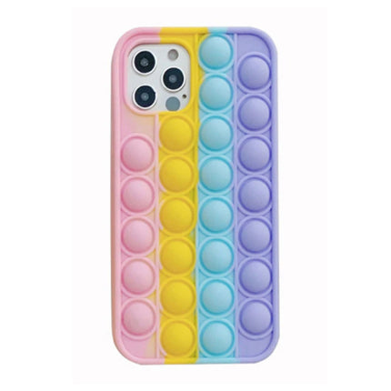 iPhone XS Max Pop It Hoesje - Silicone Bubble Toy Case Anti Stress Cover Regenboog