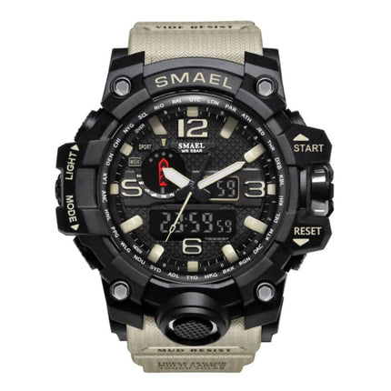  Militair Duik Horloge voor Heren - Rubber Bandje Kwarts Uurwerk Analoog Digitaal voor Mannen Beige