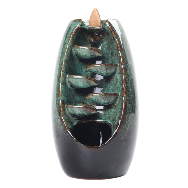 Aromatherapie Sier Wierookbrander Waterval Terugstromen - Backflow Incense Burner Feng Shui Decor Ornament Lichtgroen