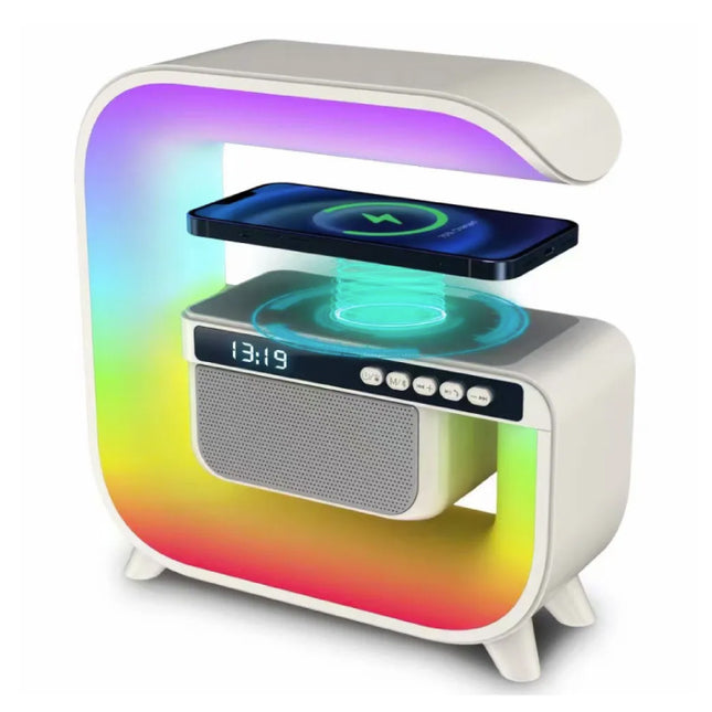RGB Sound Box & Oplader - Alarm Klok Bluetooth 5.0 Draadloze Luidspreker Lamp Wit