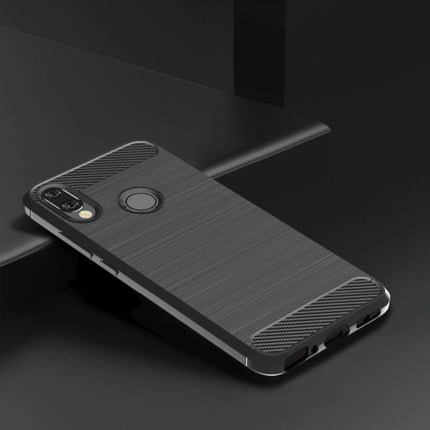 Xiaomi Redmi Note 7 Hoesje - Carbon Fiber Textuur Shockproof Case TPU Cover Grijs