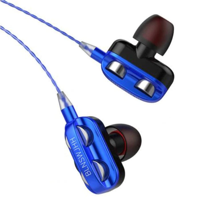 Dual Driver Oordopjes AUX 3.5mm - Oortjes Wired Earphones Oortelefoon Blauw
