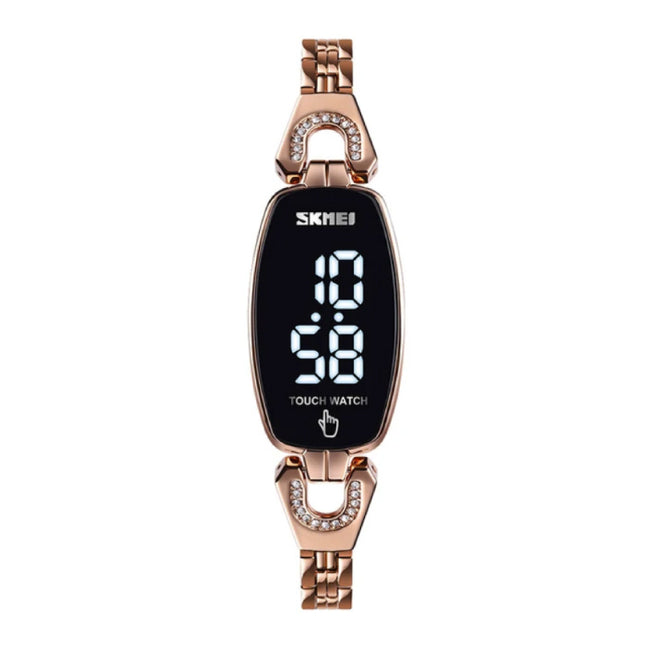 Diamant Horloge voor Vrouwen - Digitaal LED Uurwerk Touch Screen Waterdicht Rose Gold