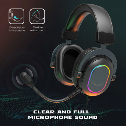 RGB Gaming Headset - Voor PS4/XBOX/Switch/PC 7.1 Surround Sound - Headphones Koptelefoon  met Microfoon Zwart