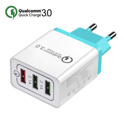Qualcomm Quick Charge 3.0 Triple (3x) USB Port iPhone/Android Muur Oplader Wallcharger Sky