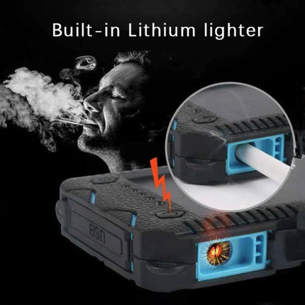 Solar Powerbank met 2 Poorten 80.000mAh - Ingebouwde Zaklamp en Aansteker - Externe Noodaccu Batterij Oplader Charger Zon Wit