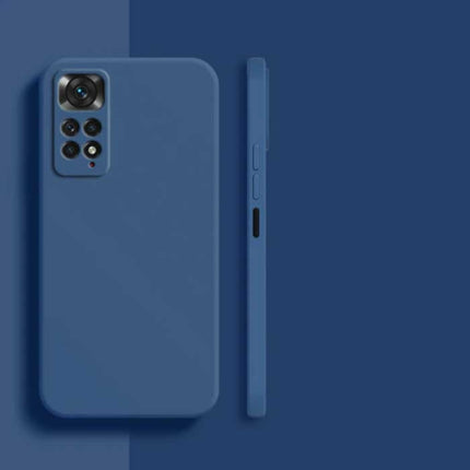 Xiaomi Redmi Note 11S 4G Square Silicone Hoesje - Zachte Matte Case Liquid Cover Blauw