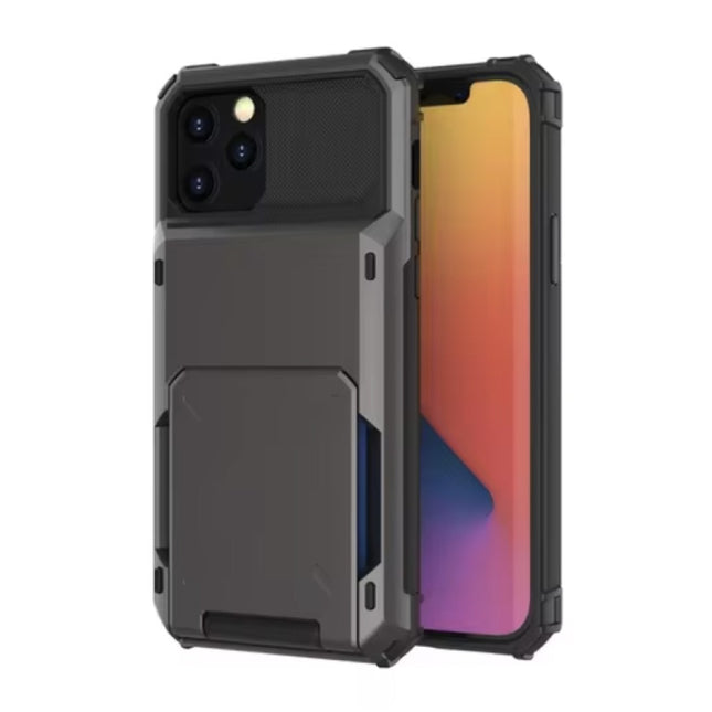 Kaarthouder Hoesje voor iPhone 16 Pro - Wallet Card Slot Portemonnee Flip Cover Case - Grijs