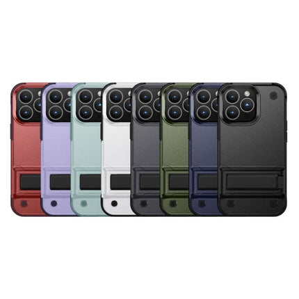 iPhone 16 Plus Armor Hoesje met Kickstand - Shockproof Cover Case - Blauw