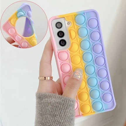 Samsung Galaxy A52 Pop It Hoesje - Silicone Bubble Toy Case Anti Stress Cover Regenboog