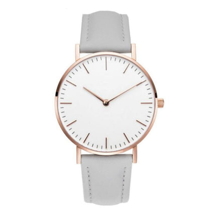 Minimalistisch Horloge voor Dames - Modieus Kwarts Uurwerk Leer Bandje Grijs