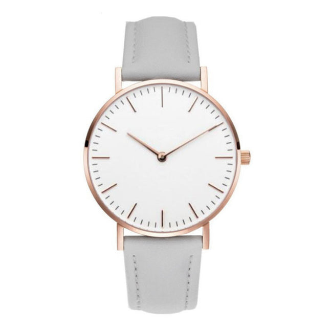Minimalistisch Horloge voor Dames - Modieus Kwarts Uurwerk Leer Bandje Grijs