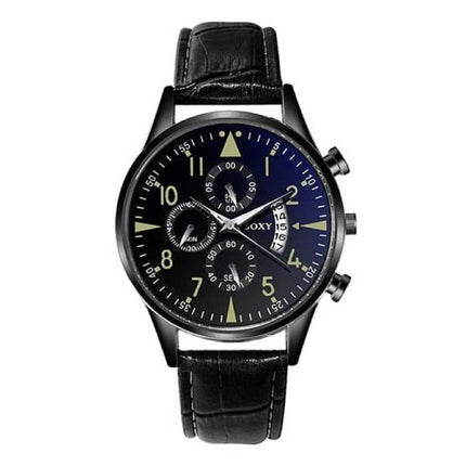 Stijlvol Luxe Horloge voor Heren - Lichtgevend Kwarts Uurwerk Leren Band met Kalender Bruin Goud