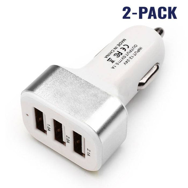 2-Pack High Speed 3-Port Autolader/Carcharger Zilver