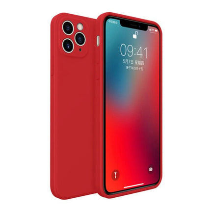 iPhone 12 Pro Max Square Silicone Hoesje - Zachte Matte Case Liquid Cover Rood
