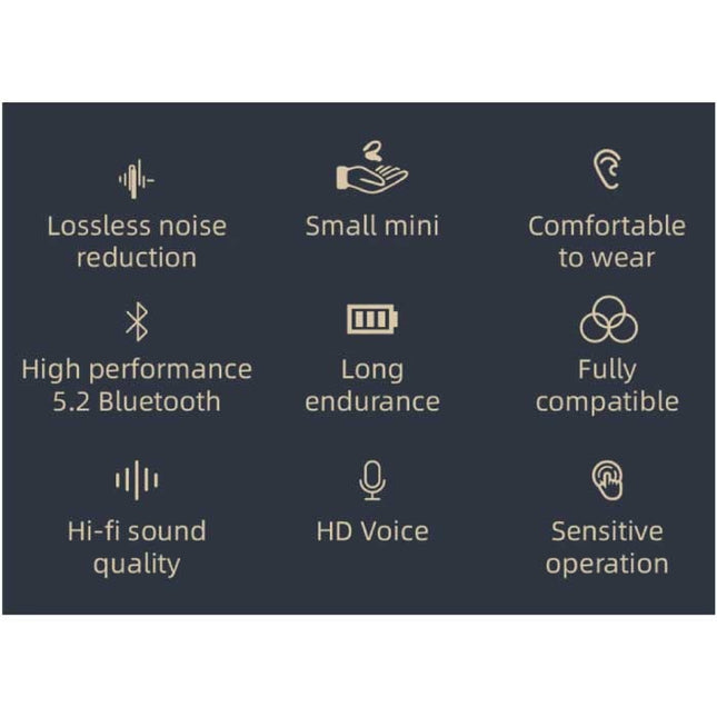 Draadloze Headset - Oorhaak Oordopje met Touch Control - TWS Oortje Bluetooth 5.2 Wireless Bud Headphone Oortelefoon Rood