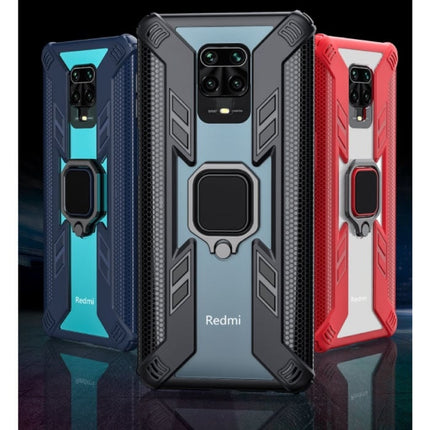 Xiaomi Redmi Note 7 Pro Hoesje  - Magnetisch Shockproof Case Cover Cas TPU Blauw + Kickstand