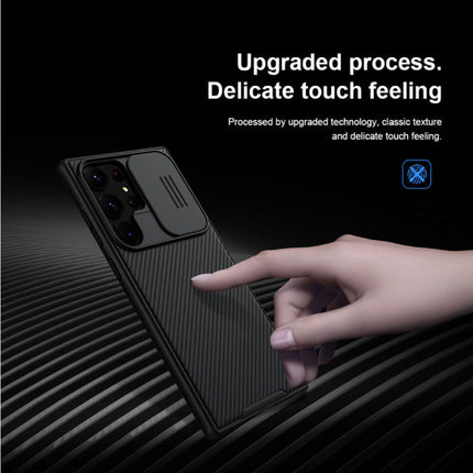Samsung Galaxy S23 CamShield Hoesje met Camera Slide - Shockproof Case Cover Blauw
