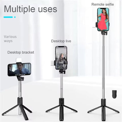 Intrekbare Selfie Stick - Smartphone Vlog Tripod Statief Selfiestick - Zwart
