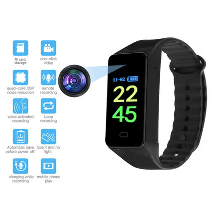 X8 Camera Horloge 1080p - DVR Security Smartband Videorecorder - Zwart