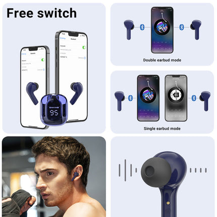 T6 Draadloze Oordopjes - Touch Control Oortjes TWS Bluetooth 5.0 Blauw