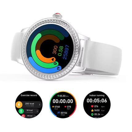 Diamant Smartwatch - Gezondheid Monitor Sport Tracker Horloge iOS Android - Mesh Bandje - Zilver