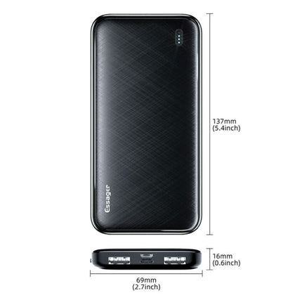 Powerbank 10.000mAh met 2 Oplaadpoorten  - 20W PD Externe Batterij Oplader Zwart