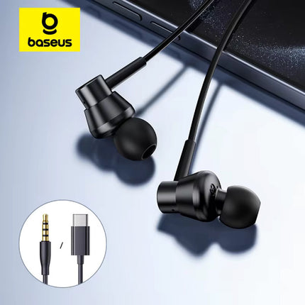 CZ11 Oordopjes met Microfoon en Controls - 3.5mm AUX Oortjes Volumebeheer Bedrade Oortelefoon - Zwart