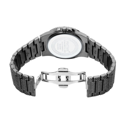 Full Diamond Luxe Horloge voor Heren - Roestvrij Staal Kwarts Uurwerk met Opbergdoosje Goud