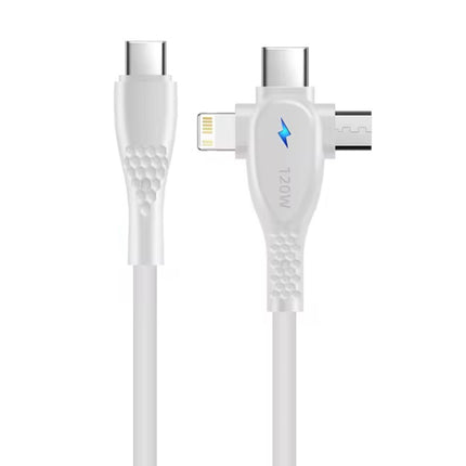 3 in 1 USB-C Oplaadkabel - iPhone Lightning / USB-C / Micro-USB - 1.5 Meter Oplader Data Kabel - Wit