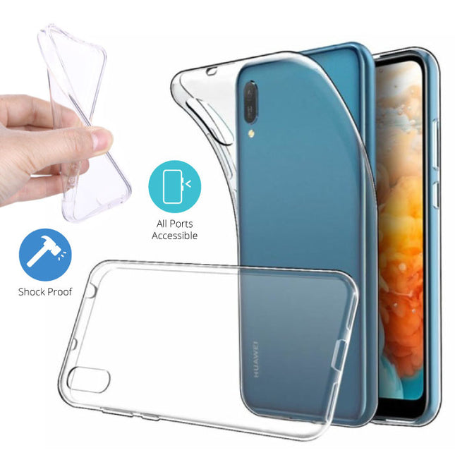 Huawei Y5 2019 Transparant TPU Hoesje + Screen Protector Tempered Glass
