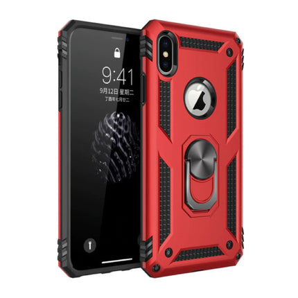 iPhone XS Hoesje  - Shockproof Case Cover Cas TPU Rood + Kickstand
