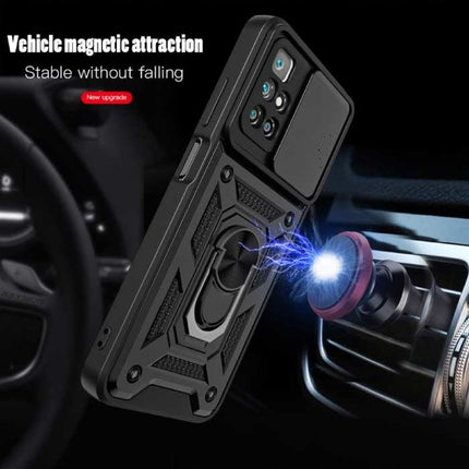 Xiaomi Redmi 10 - Armor Hoesje met Kickstand en Camera Bescherming - Pop Grip Cover Case Groen