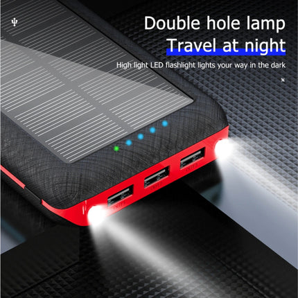 Qi Draadloze Solar Powerbank met 3 Poorten 80.000mAh - Ingebouwde Zaklamp - Externe Noodaccu Batterij Oplader Charger Zon Blauw