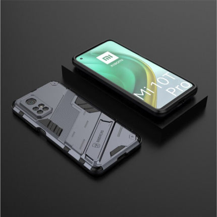 Xiaomi Mi 10T Pro Hoesje met Kickstand - Shockproof Armor Case Cover TPU Grijs