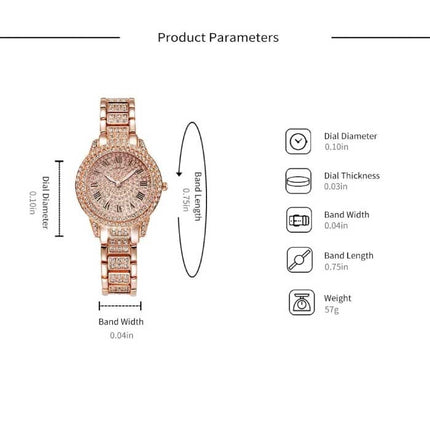 Diamond Horloge voor Dames - Luxe Strass Kwarts Polshorloge Goud
