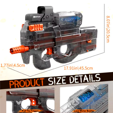 P90 Elektrische Gel Blaster Volautomatisch - Water Speelgoed Foam Shooter - Transparant Zwart