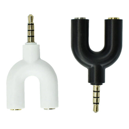 Y-Vorm AUX Koptelefoon Splitter - Headphone Dual Audio Adapter Stereo Verdeler Wit