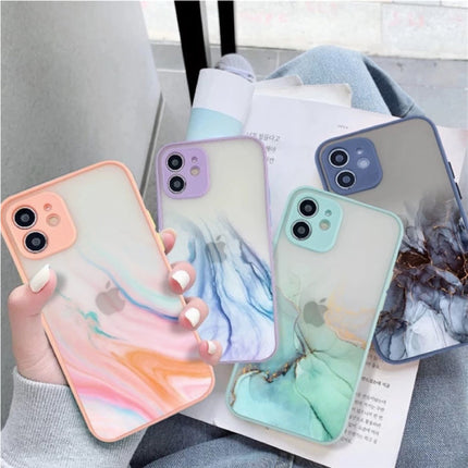 iPhone X Bumper Hoesje met Print - Case Cover Silicone TPU Anti-Shock Aqua Blauw