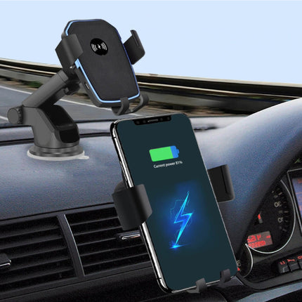 10W Qi Draadloze Autolader Met Arm Houder Oplader Universeel 9V - 1A Wireless Car Charging Pad Zwart