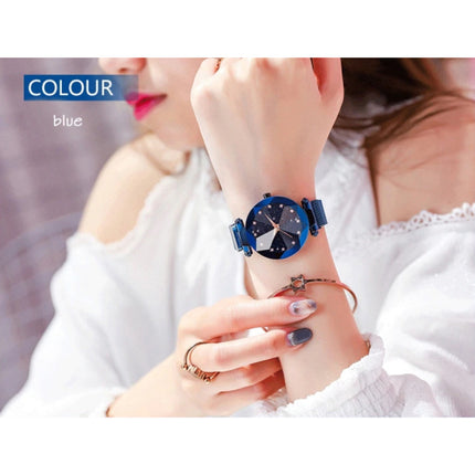 Starry Night Horloge Dames - Luxe Anoloog Kwarts Uurwerk voor Vrouwen Blauw