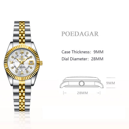 Luxe Elegant Horloge voor Dames - Modieus Kwarts Uurwerk Roestvrij Staal - Zilver Wit