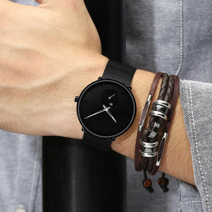 Kwarts Horloge - Anoloog Luxe Uurwerk voor Mannen en Vrouwen  - Zwart-Zilver