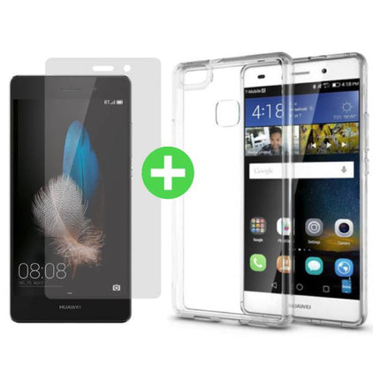 Huawei P9 Transparant TPU Hoesje + Screen Protector Tempered Glass