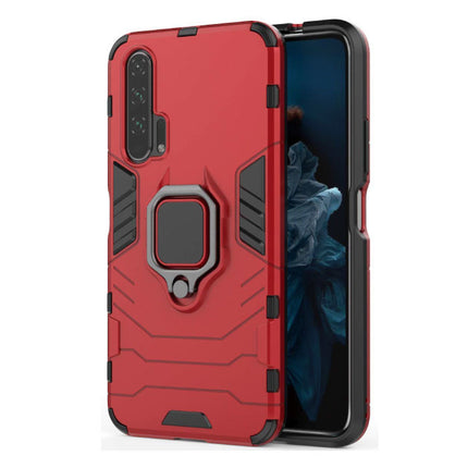 Huawei Honor 8A Hoesje  - Magnetisch Shockproof Case Cover Cas TPU Rood + Kickstand